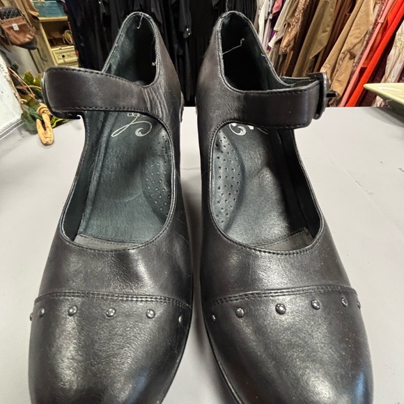 Dansko Fanny Wedge Mary Jane Black Women's Shoes Heels - Picture 3 of 7